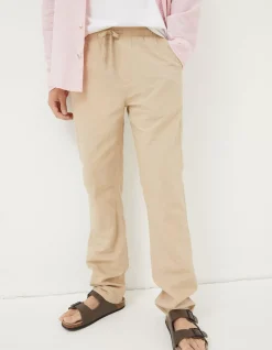 Men FatFace Trousers & Chinos|Straight Cotton Linen Trousers