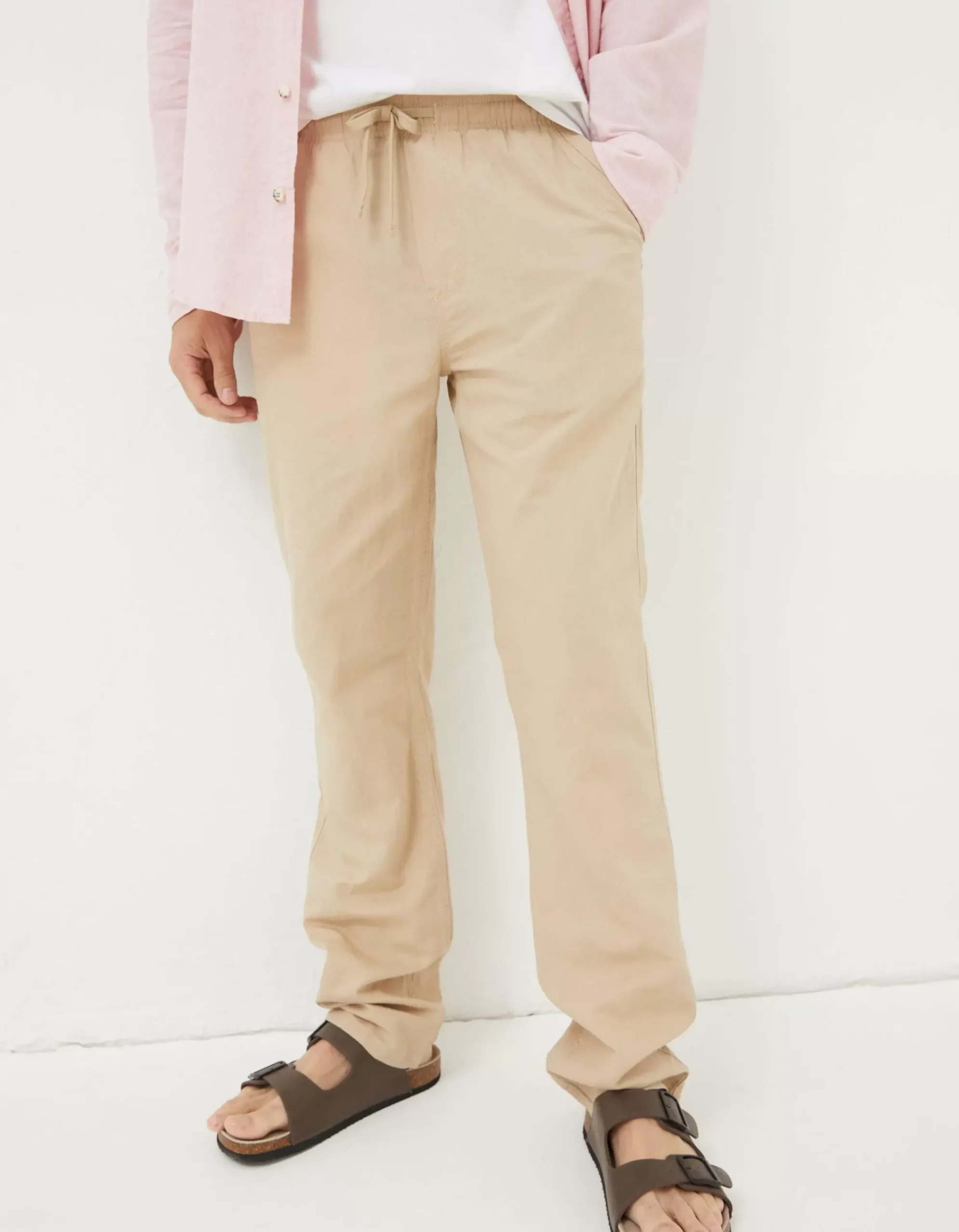 Men FatFace Trousers & Chinos|Straight Cotton Linen Trousers