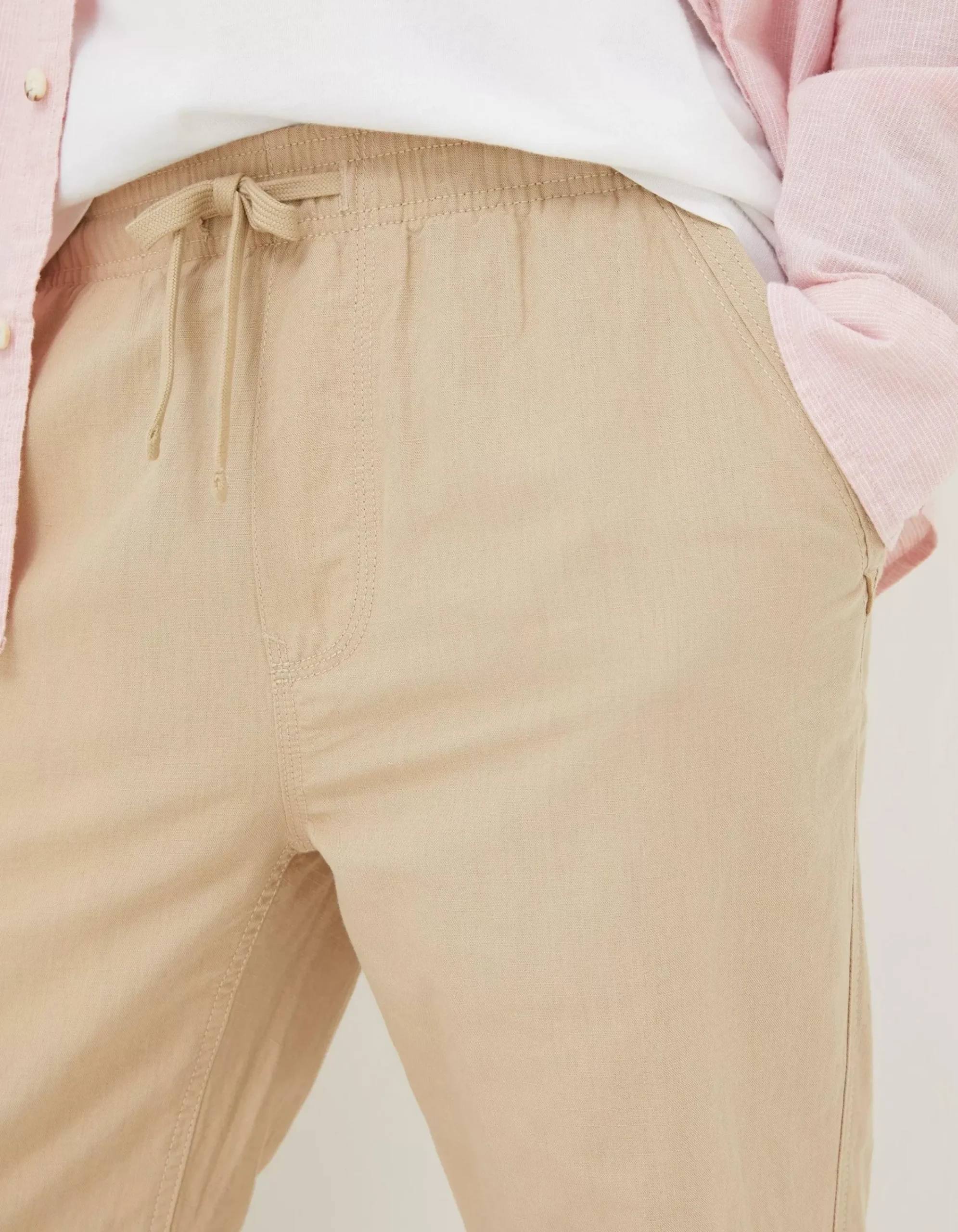 Men FatFace Trousers & Chinos|Straight Cotton Linen Trousers