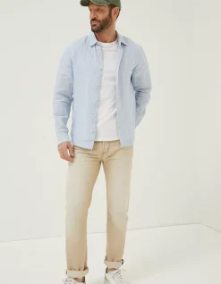 Men FatFace Shirts|Stripe Linen Shirt