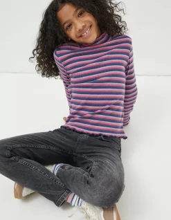 Girls FatFace View All|Stripe Rollneck Jersey T-Shirt