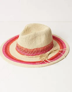 Women FatFace View All|Stripe Straw Fedora Hat