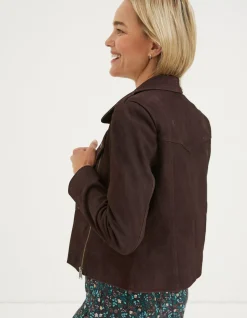 Women FatFace Coats & Jackets|Suzie Suede Biker Jacket