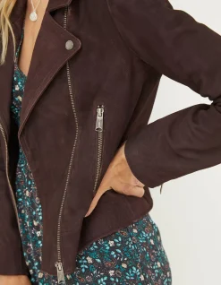 Women FatFace Coats & Jackets|Suzie Suede Biker Jacket