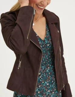 Women FatFace Coats & Jackets|Suzie Suede Biker Jacket