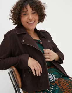 Women FatFace Coats & Jackets|Suzie Suede Biker Jacket