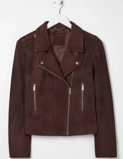 Women FatFace Coats & Jackets|Suzie Suede Biker Jacket