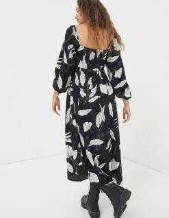Women FatFace Dresses|Tessa Twilight Leaves Midi Dress