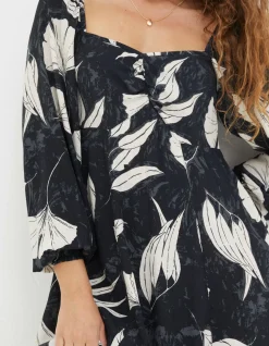 Women FatFace Dresses|Tessa Twilight Leaves Midi Dress