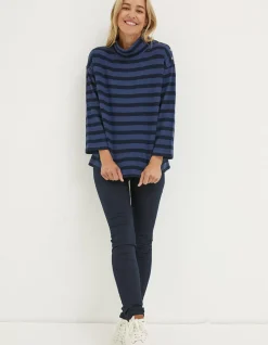 Women FatFace Sweatshirts & Hoodies|Thayer Funnel Stripe Sweatshirt