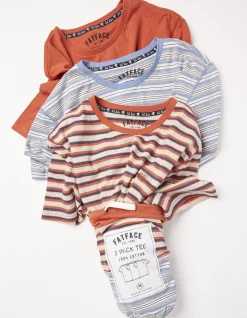 Men FatFace Nightwear & Pyjamas|Three Pack Stripe T-Shirts