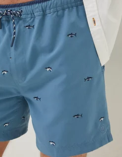 Men FatFace Swimwear|Trevose Shark Swim Shorts
