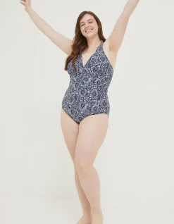 Women FatFace Beachwear & Swimwear|Tummy Control Watercolour Batik Swimsuit