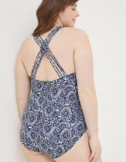 Women FatFace Beachwear & Swimwear|Tummy Control Watercolour Batik Swimsuit
