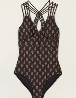 Women FatFace Beachwear & Swimwear|Tummy Control Woodblock Swimsuit
