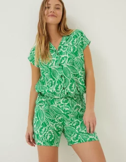 Women FatFace Shirts & Blouses|Val Leaf Linen Blend Shirt