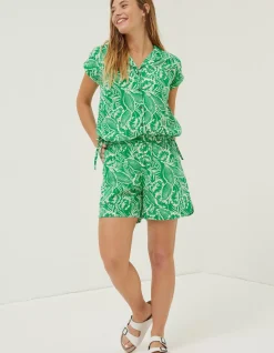 Women FatFace Shirts & Blouses|Val Leaf Linen Blend Shirt