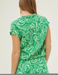 Women FatFace Shirts & Blouses|Val Leaf Linen Blend Shirt