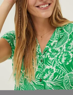 Women FatFace Shirts & Blouses|Val Leaf Linen Blend Shirt