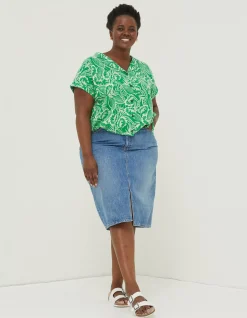 Women FatFace Shirts & Blouses|Val Leaf Linen Blend Shirt