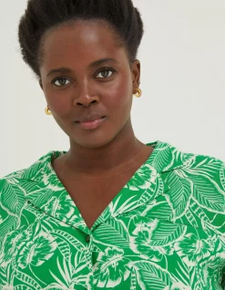 Women FatFace Shirts & Blouses|Val Leaf Linen Blend Shirt