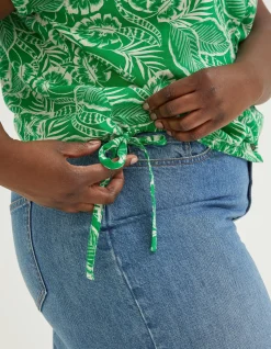 Women FatFace Shirts & Blouses|Val Leaf Linen Blend Shirt