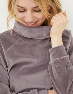 Women FatFace Nightwear & Loungewear|Verity Velvet Funnel Top