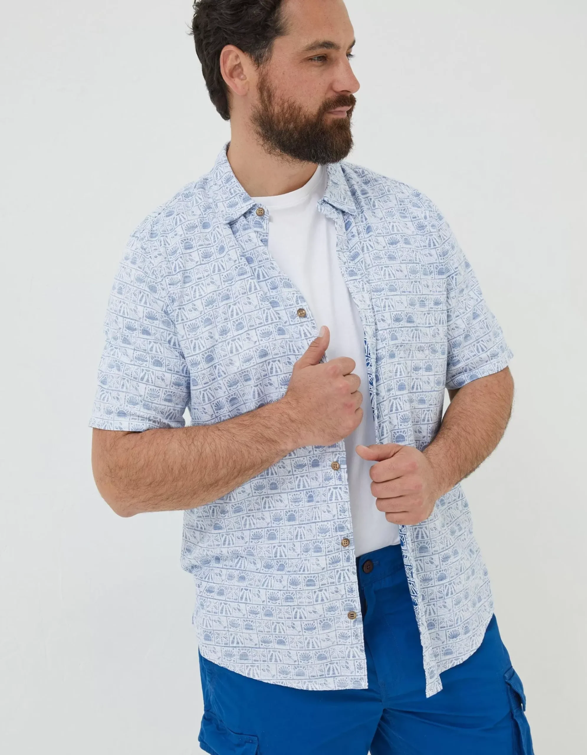 Men FatFace Shirts|Vintage Tile Print Shirt