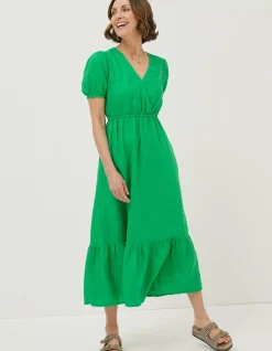 Women FatFace Dresses|Vivvie Linen Midi Dress