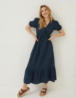 Women FatFace Dresses|Vivvie Linen Midi Dress