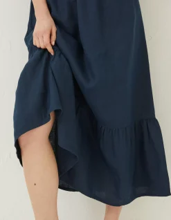 Women FatFace Dresses|Vivvie Linen Midi Dress